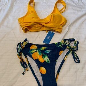 Cupshe Yellow and Blue Lemon Print Bikini